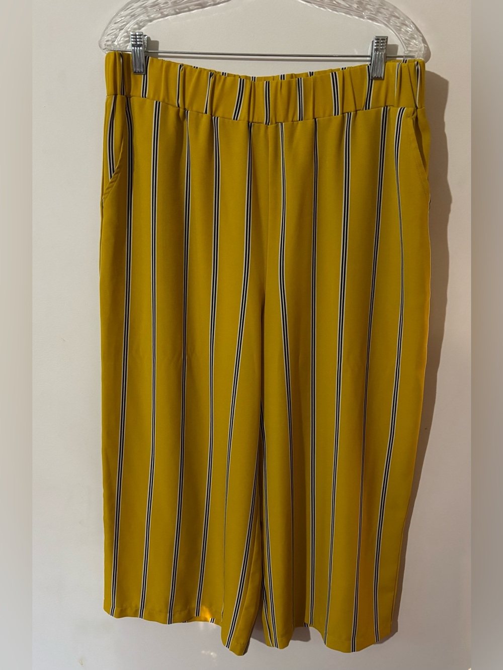 Lily White Mustard Yellow Striped Pull-On Pants Size XL